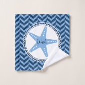 Nautisch blauwe zeester kust bad handdoek (Wasdoekje)