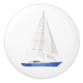 Nautisch blauwe zeilboot keramische knop (Voorkant)