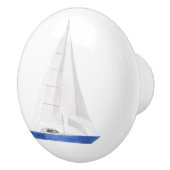 Nautisch blauwe zeilboot keramische knop (Rechts)