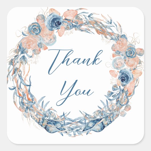 Nautisch Blauwgroen Aqua Turquoise Blue Floral Anc Vierkante Sticker (Voorkant)