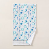 Nautisch Blauwgroen Blauw Kustoud Zee Life White W Bad Handdoek (Handdoek)