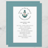 Nautisch Bloemen Anker Blauwgroen Blauw Huwelijksp (Voorkant / Achterkant)