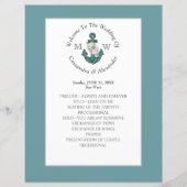 Nautisch Bloemen Anker Blauwgroen Blauw Huwelijksp (Voorkant)
