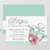 nautisch bloemenanker-Baby shower Kaart (Voorkant / Achterkant)
