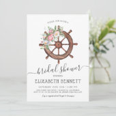 Nautisch bloemend rad | Bruidsmeisjesfeest Kaart (Staand voorkant)