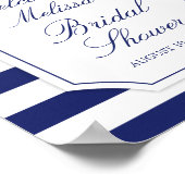 Nautisch bloemendecor anker blauwe streep bruidsdi poster (Hoek)