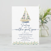Nautisch Bloemschip Verjaardagsfeest Kaart (Staand voorkant)