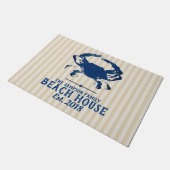 Nautisch Blue Crab & Stripes Beach House Deurmat (Schuin)