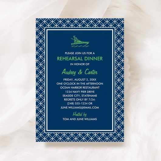 Nautisch boot navy groene repetitiediner kaart