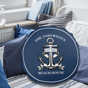 Nautisch Boot Strandhuis Anker Familienaam Est Rond Kussen
