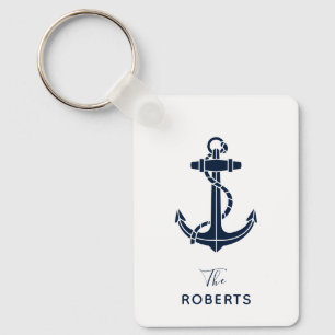 Nautisch bootanker en naam script op maat sleutelhanger