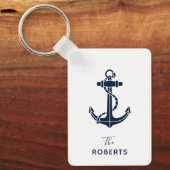 Nautisch bootanker en naam script op maat sleutelhanger (Voorkant)