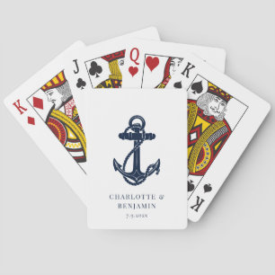 Nautisch bootanker kust bruiloft decoratie pokerkaarten