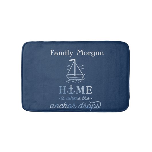 Nautisch bootanker marineblauw badmat (Voorkant)