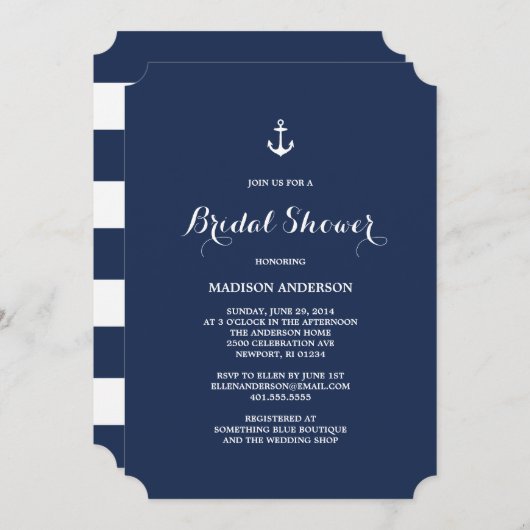 Nautisch | Bridal Shower-uitnodiging Kaart (Voorkant / Achterkant)