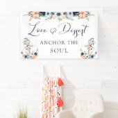 Nautisch Bruiloft Bloemen Anker Dessert Tafelteken Spandoek (Insitu)