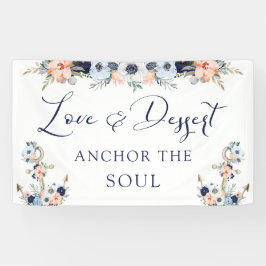 Nautisch Bruiloft Bloemen Anker Dessert Tafelteken Spandoek