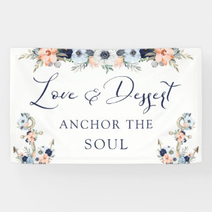 Nautisch Bruiloft Bloemen Anker Dessert Tafelteken Spandoek