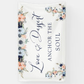 Nautisch Bruiloft Bloemen Anker Dessert Tafelteken Spandoek (Verticaal)