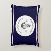 Nautisch Bruiloft Bloemen Anker Marine Blauw Roze Accent Kussen (Achterkant (Verticaal))