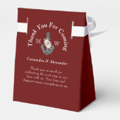 Nautisch Bruiloft Bloemen Anker Maroon Bourgondië  Bedankdoosjes (Achterkant)
