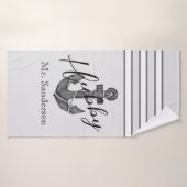 Nautisch Bruiloft Bloemen Anker Zilver Grijs Badhanddoek (Badhanddoek)