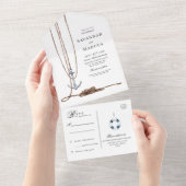 Nautisch bruiloft in vuurtorenbestemming all in one uitnodiging (Afscheurbaar)