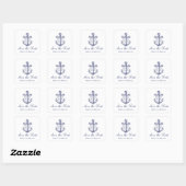 Nautisch Bruiloft Marine Blauw Anker Save the Date Vierkante Sticker (Vel)