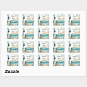 Nautisch Bruiloft Thema Bruidsfeest Vierkante Sticker (Vel)