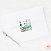 Nautisch Bruiloft Thema Bruidsfeest Vierkante Sticker (Envelop)