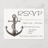 Nautisch Bruin RSVP Schip Anker Trouwstrand Uitnodiging Briefkaart (Voorkant)