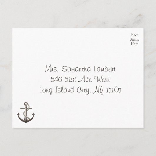 Nautisch Bruin RSVP Schip Anker Trouwstrand Uitnodiging Briefkaart (Achterkant)