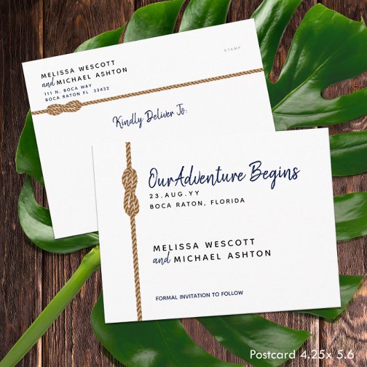 Nautisch budgetavontuur begint 💌 Save the Date Aankondigingskaart