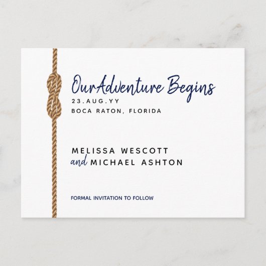 Nautisch budgetavontuur begint 💌 Save the Date Aankondigingskaart (Voorkant)