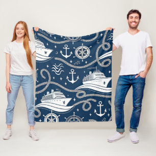 Nautisch cruise naadloos patroon fleece deken