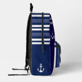 Nautisch Cruiseschip Monogram Marine Blauw Gestree Bedrukte Rugzak (Links)