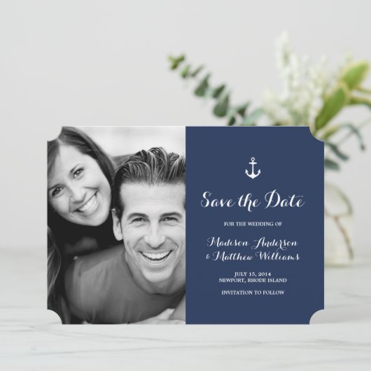 Nautisch | De datum-fotokaart opslaan Save The Date (Staand voorkant)