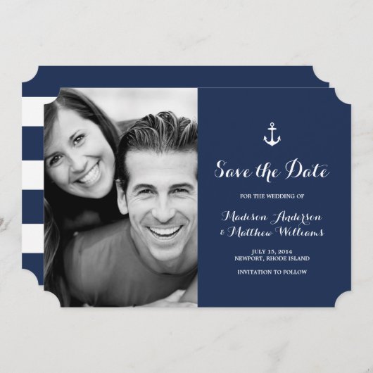 Nautisch | De datum-fotokaart opslaan Save The Date (Voorkant / Achterkant)