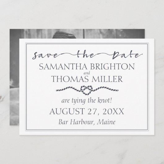 Nautisch de datum opslaan | De Knoop Aangepast Save The Date (Voorkant / Achterkant)