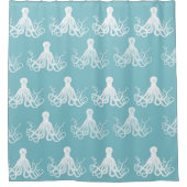 Nautisch decor - Octopus Patroon Douchegordijn (Voorkant)