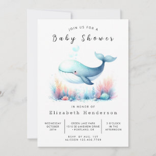 nautisch digitaal walvis-Baby shower Kaart