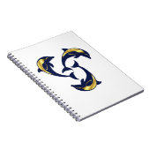 Nautisch dolfijnblauw goudsilhouet notitieboek (Rechterzijde)