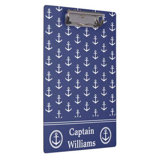 Nautisch Donkerblauw en Wit het Patroon van het Na Klembord (Rechts)