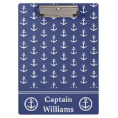 Nautisch Donkerblauw en Wit het Patroon van het Na Klembord (Voorkant)