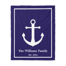 Nautisch Donkerblauw & Wit Anker & Achternaam