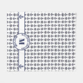 Nautisch Donkerblauw | Witte scheepankers | Wielen Fleece Deken (Voorkant (Horizontaal))