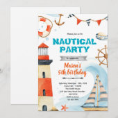 Nautisch douche verjaardagsfeest thema uitnodiging (Voorkant / Achterkant)