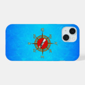 Nautisch duikkompas iPhone 15 case (Achterkant horizontaal)