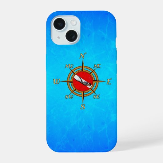 Nautisch duikkompas iPhone 15 case (Achterkant)