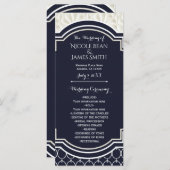 Nautisch Elegant Navy White Beach Wedding Programm Programmakaart (Voorkant / Achterkant)